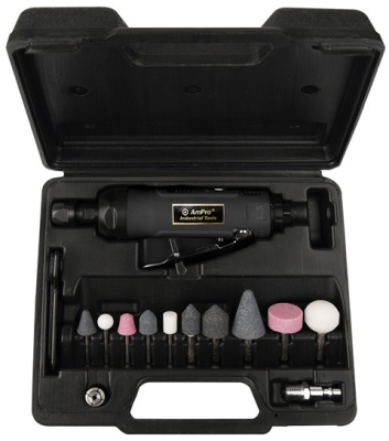 Прямая зачистная машинка с набором шарошек AmPro A6313 Прямая зачистная машинка с набором шарошек AmPro A6313