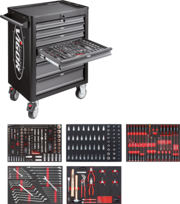 Тележка инструментальная Vigor V4560 с набором инструмента. Тележка инструментальная Vigor V4560 с набором инструмента.